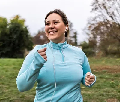 overweight woman finding joy in every step